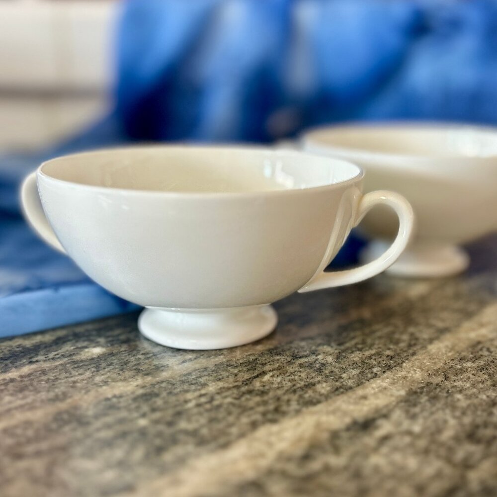 Pair of Wedgwood White ~ Cream Soup Bowl ~ All-White Perfect Condition